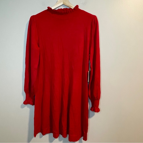 CeCe Womens Ruffled Sweater dress Luminous Red XL - Picture 3 of 11